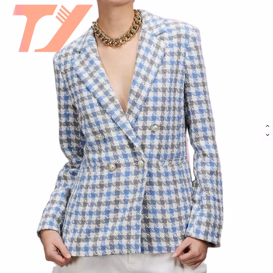 Stylish Women Color Casual Blazer Double-Breasted Coat with a Touch of Elegance
