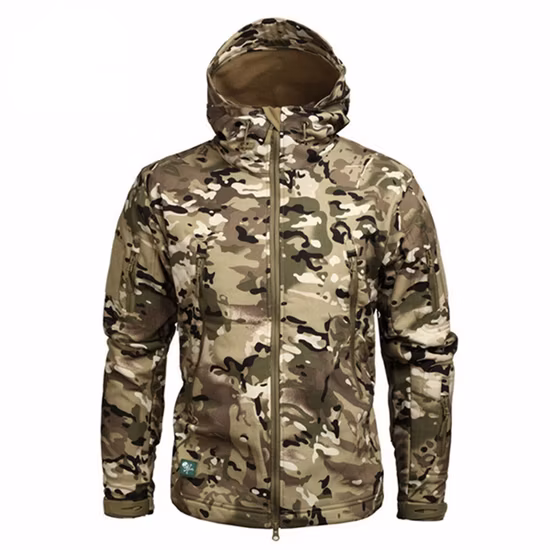 Men&prime; S Softshell Outdoor Tactical Jacket Camouflage Waterproof Combat Jacket Hidden Hoody Coat Windbreaker