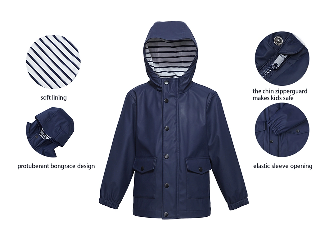 Kid PU Rain Jacket Sports Wear Children Outdoor Waterproof Jacket Raincoat Rainwear