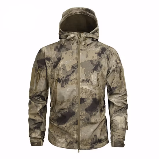 Men&prime; S Softshell Outdoor Tactical Jacket Camouflage Waterproof Combat Jacket Hidden Hoody Coat Windbreaker