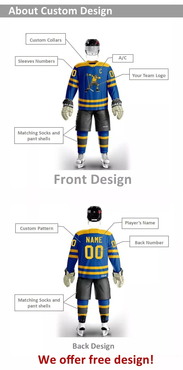 Custom OEM Stitched Embroidered Mens Team Sportswear Reversible Sublimated Ice Hockey Jersey Wear Clothing