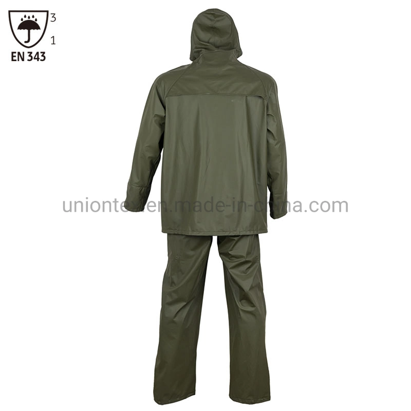 Custom En343 Rainsuit Waterproof Rainwear Men PU Jacket Pants Clothing PVC Rain Coat
