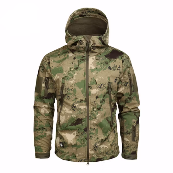 Men&prime; S Softshell Outdoor Tactical Jacket Camouflage Waterproof Combat Jacket Hidden Hoody Coat Windbreaker