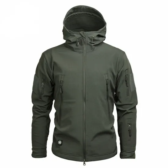 Men&prime; S Softshell Outdoor Tactical Jacket Camouflage Waterproof Combat Jacket Hidden Hoody Coat Windbreaker